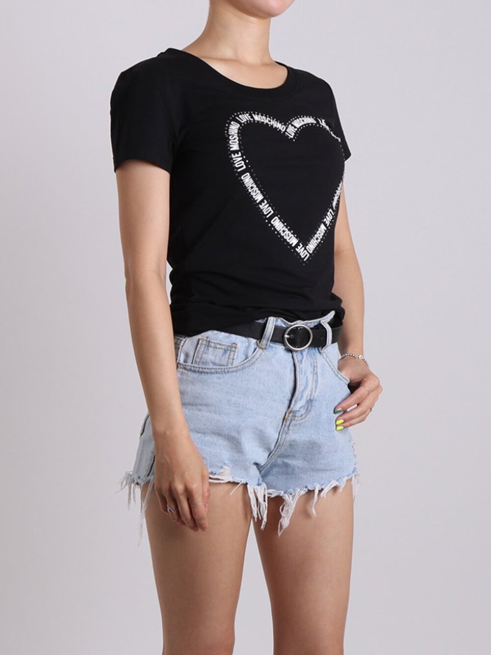 NWT - Love Moschino Rhinestone Heart T-shirt - Black🖤 - Picture 2 of 5